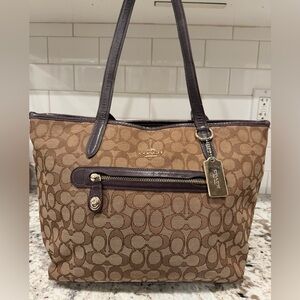 Coach Tan and Brown Signature Tote